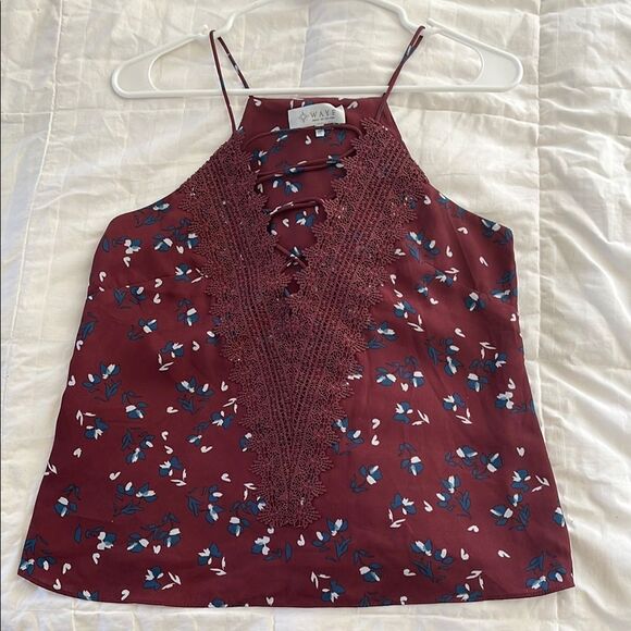 WAYF Lace Front Top Size XS Gently used Maroon - Picture 1 of 6